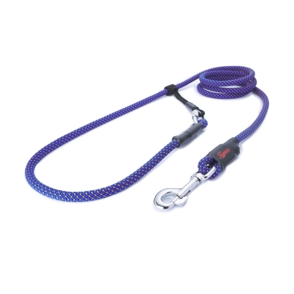 EASYLONG Hundeleine - L - 2,5m - blau mit orangen Punkten